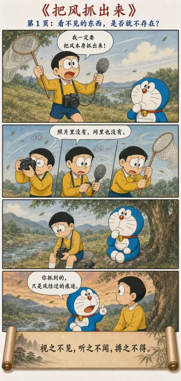 第十四章漫画预览：大雄试着捕捉看不见的风