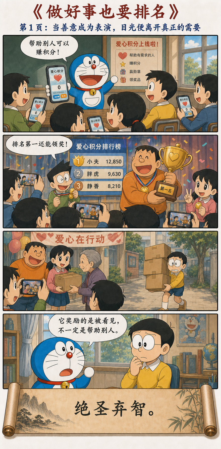 学校推出爱心积分和好事排行榜让帮助成为表演