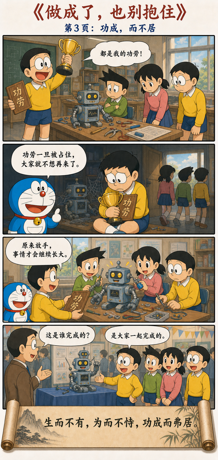 大雄学会把团队成果还给大家理解功成而弗居
