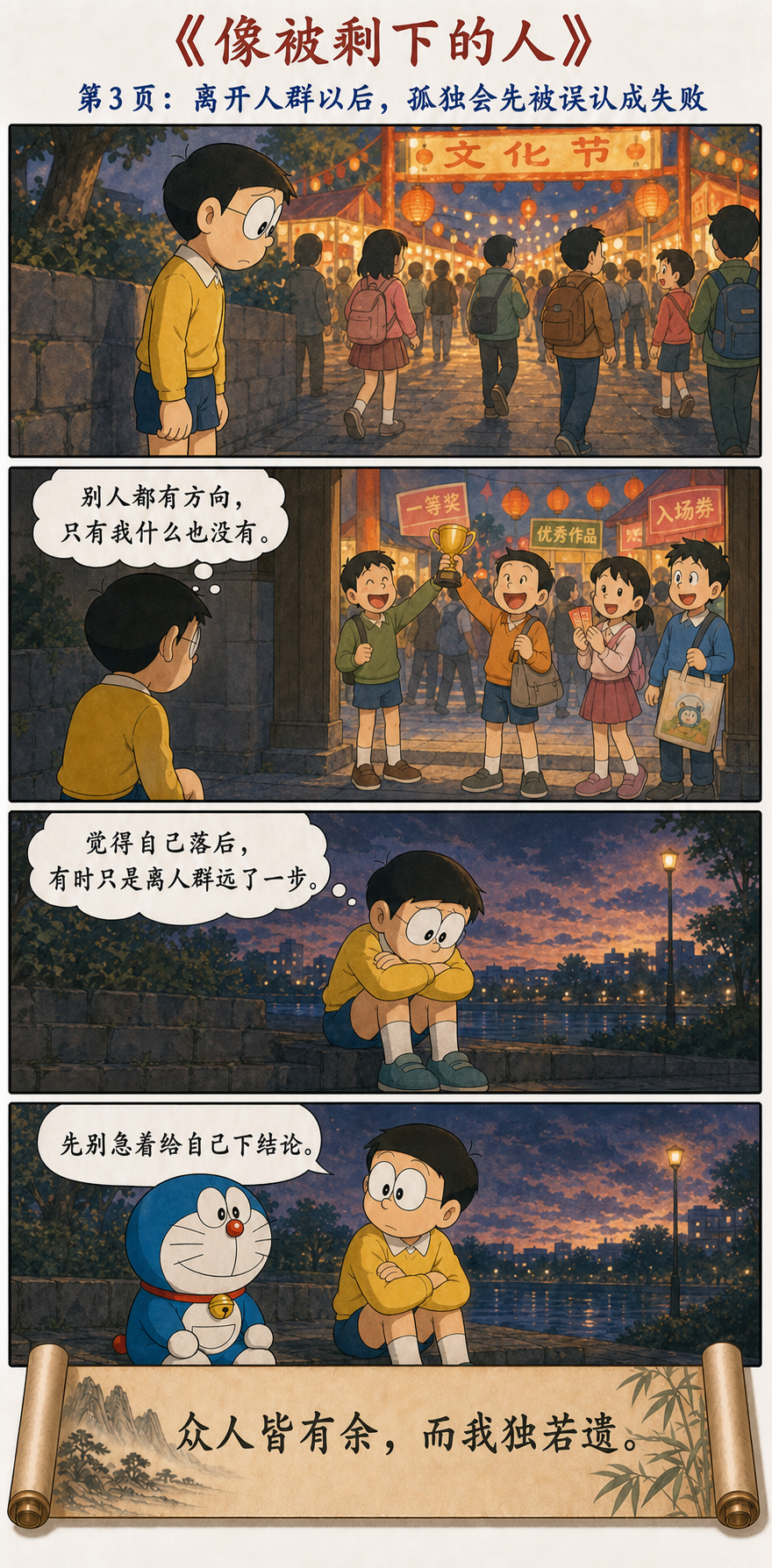 大雄离开文化节后感到自己像被剩下的人