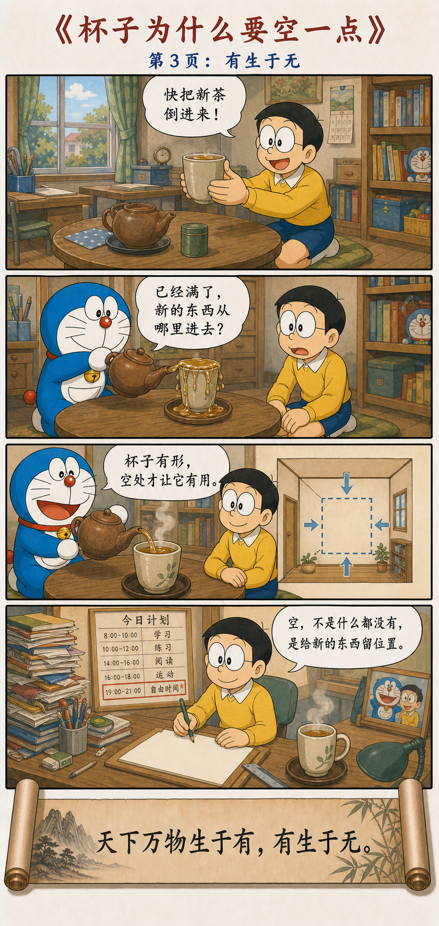 哆啦A梦用空杯说明有生于无和留白的作用