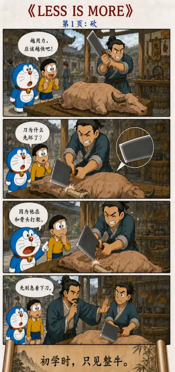 第四十八章漫画预览：从庖丁解牛理解为学日益与为道日损