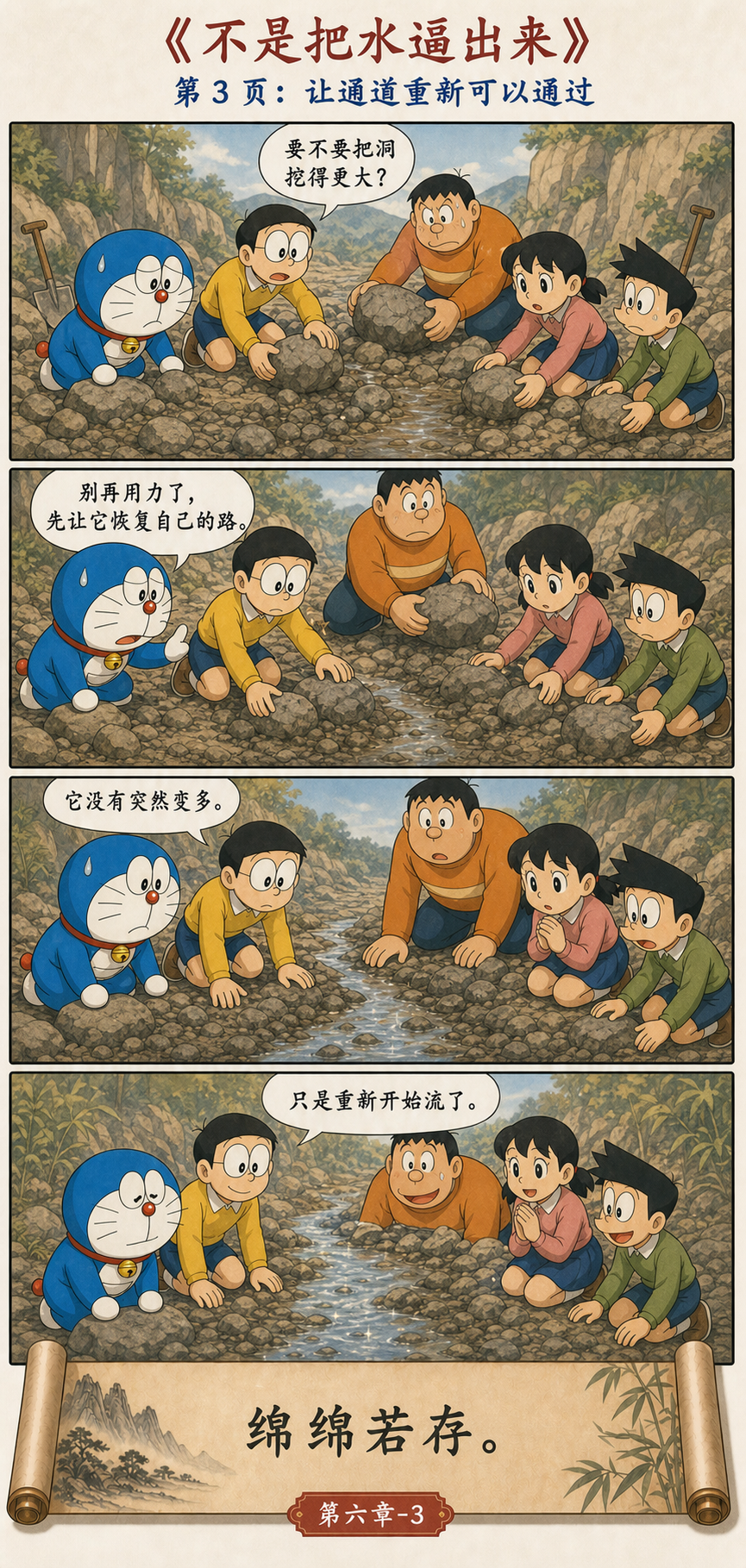 哆啦A梦疏通泉眼而不是强迫它出水