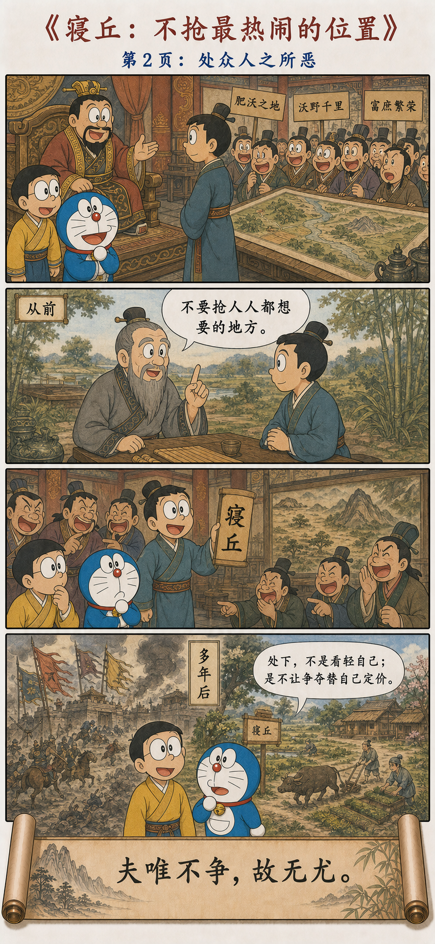 哆啦A梦和大雄通过孙叔敖选择寝丘理解处众人之所恶